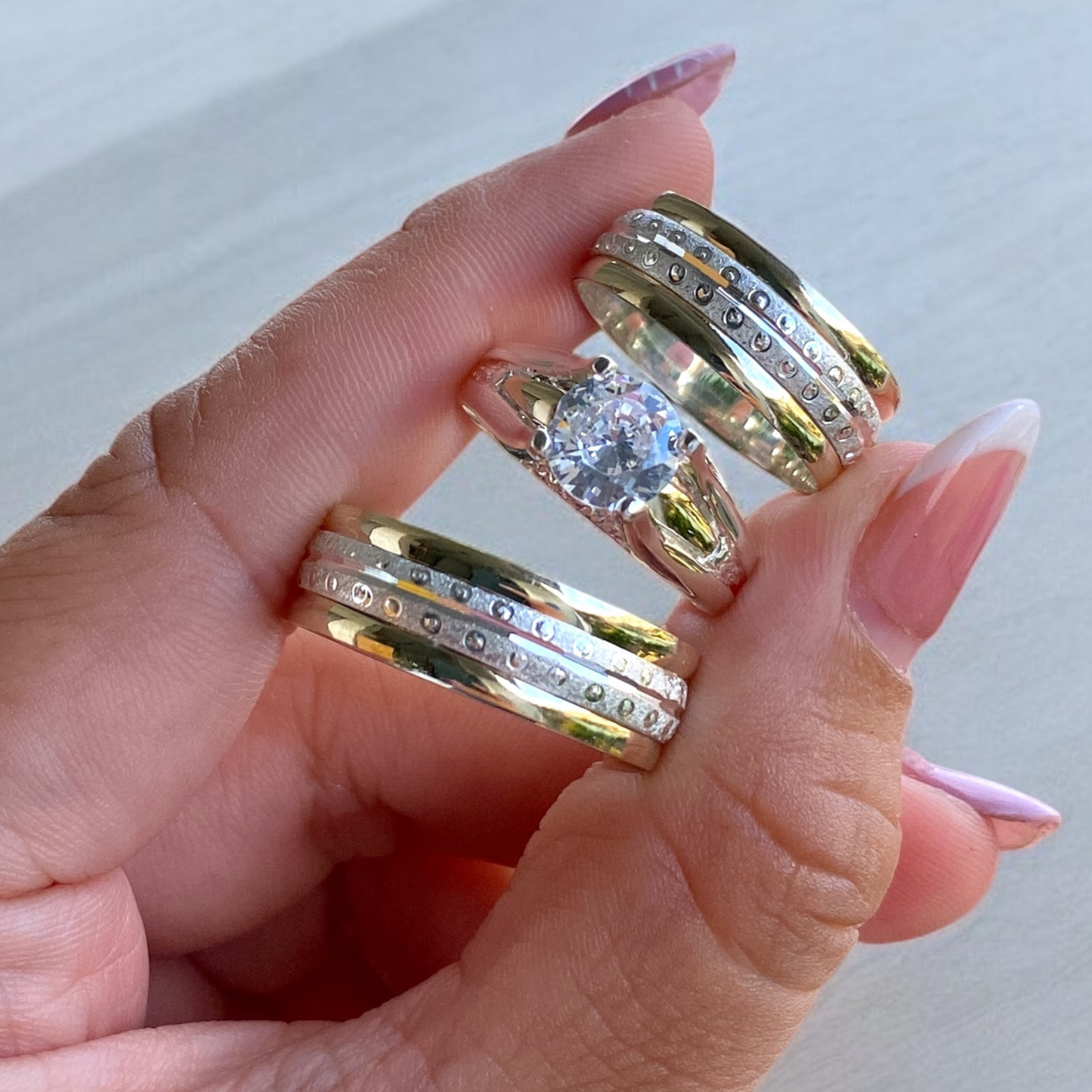 Trío de Argollas Plata Ley 925 con Grabado – Edición Especial