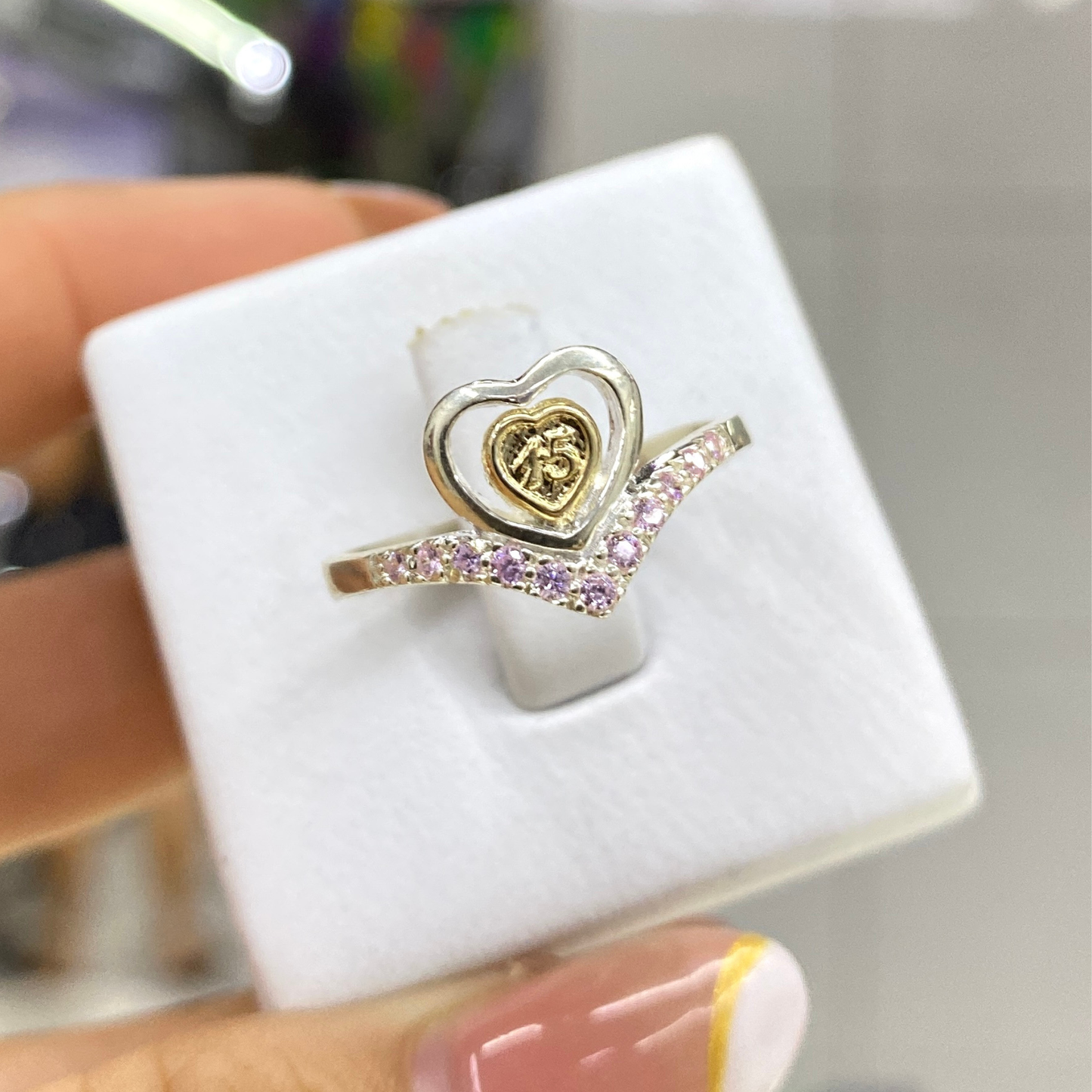 Anillo XV Corazón - Plata Oro 925