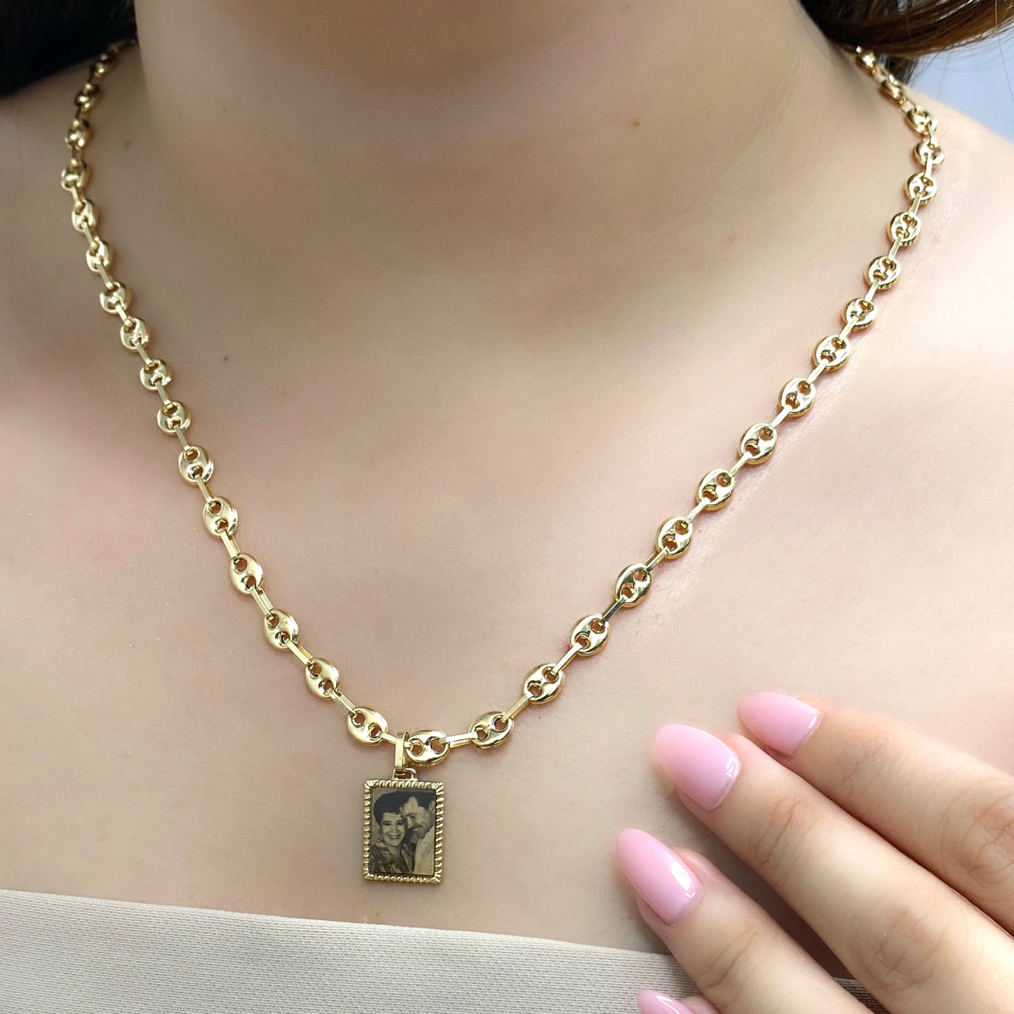 Cadena Gucc #2 Placa Personalizada - Oro 18K 10 gr