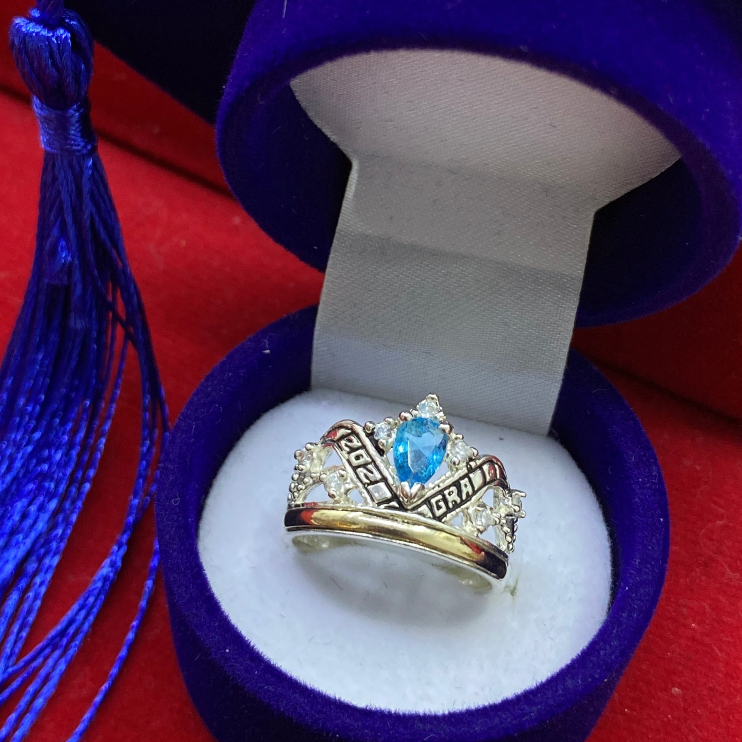 Anillo Corona Graduación - Plata Oro
