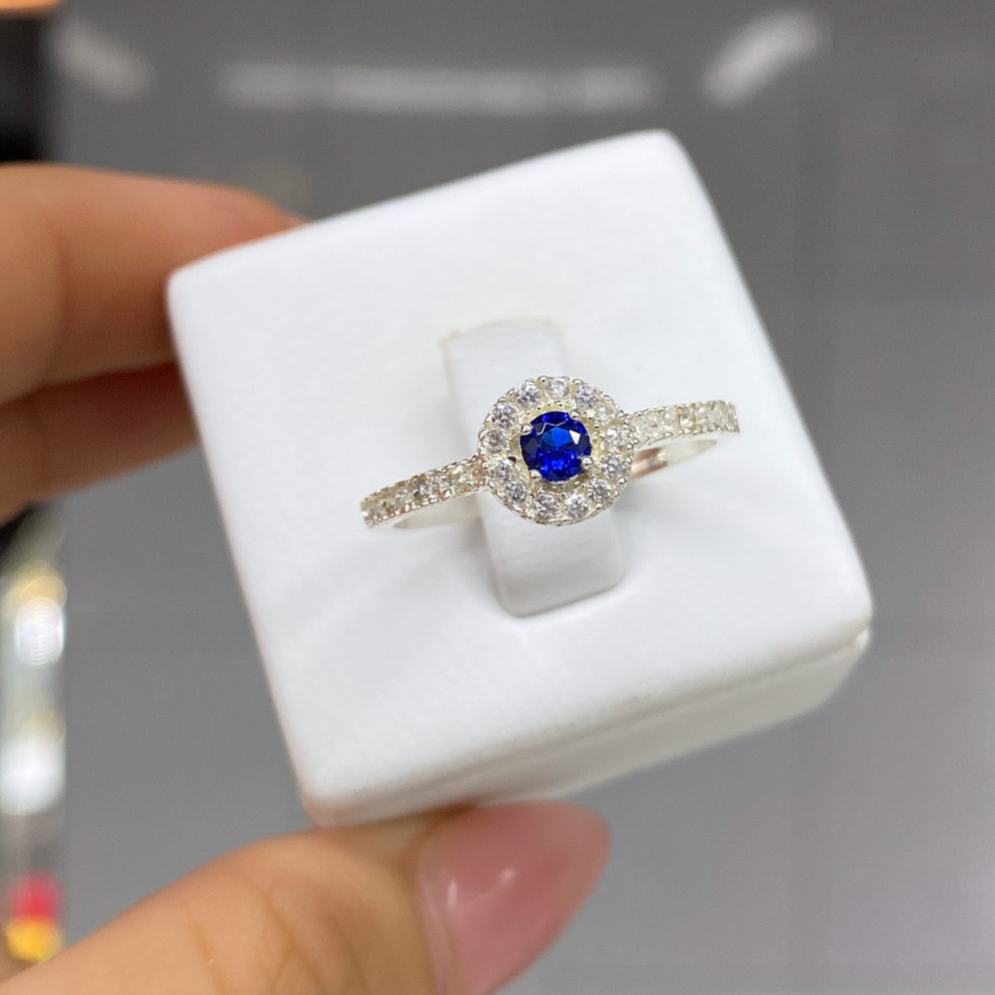 Anillo Azul Plata 925