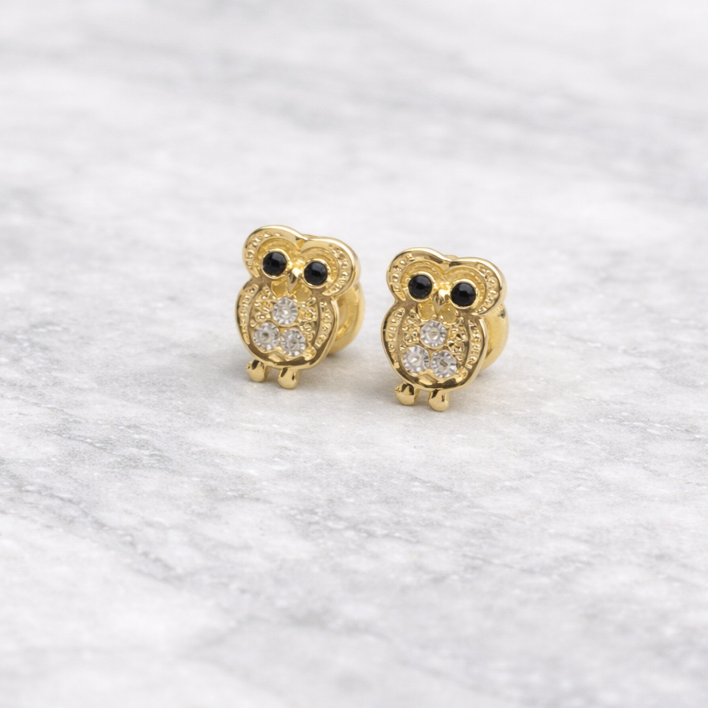Aretes Búho - Oro 18K 0,94 gr