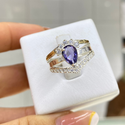 Anillo Aurora Violeta – Oro Plata  925