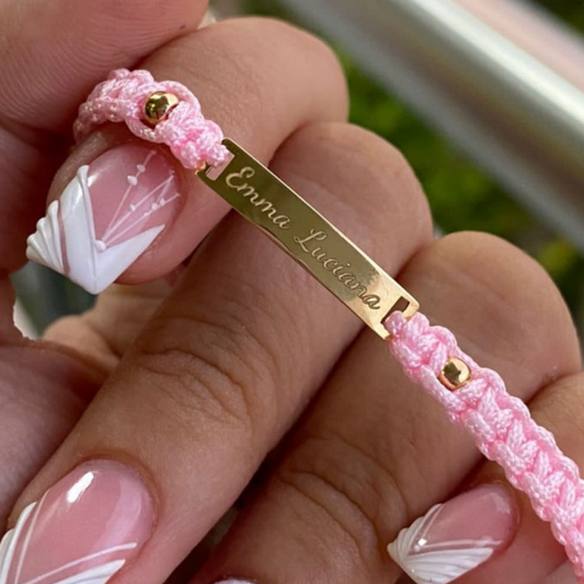 Pulsera Placa en Oro 18K   - Grabado Personalizado