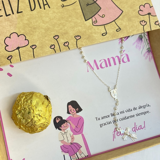 Rosario en Plata 925 – Detalle de fe para mamá