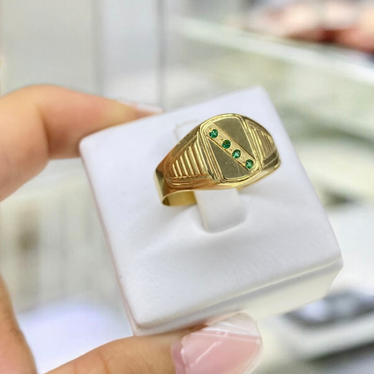 Anillo Piedra Verde Oro  18k