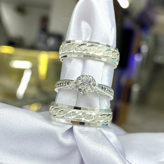 Trío de Argollas Plata Ley 925 con Grabado – Edición Especial