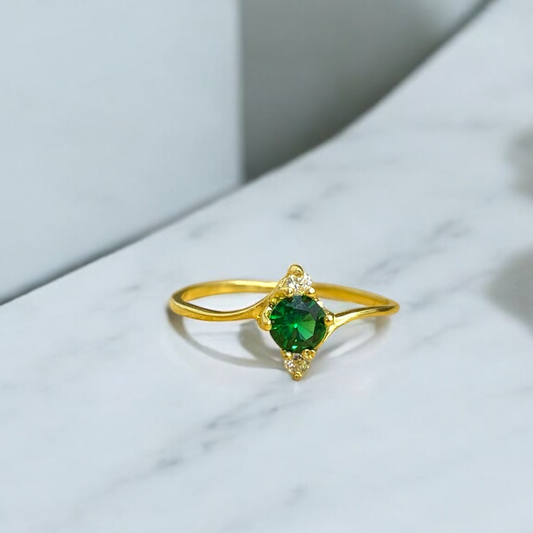 Anillo Aura Verde en Oro 18K