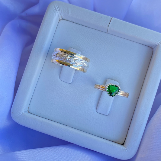 Set de Argolla y Anillo en Plata Ley 925 con Enchape en Oro – Grabado y Estuche Incluidos