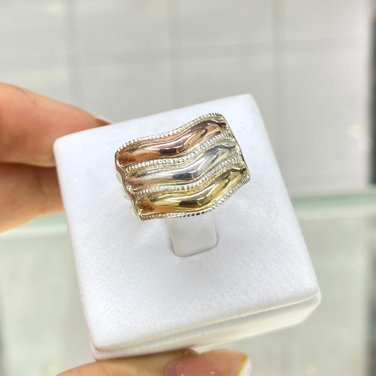 Anillo Tres Oros - Plata Oro 925
