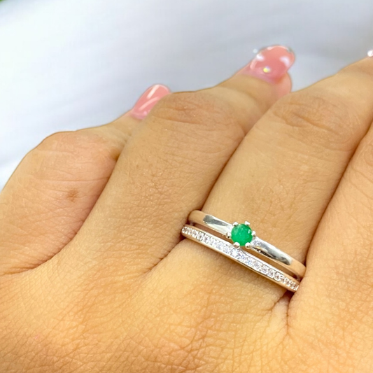 Anillo Esmeralda Plata Oro 925