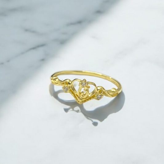 Anillo Corazón 15 Años en Oro 18K