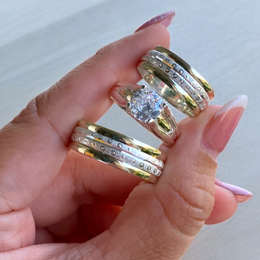 Trío de Argollas Plata Ley 925 con Grabado – Edición Especial