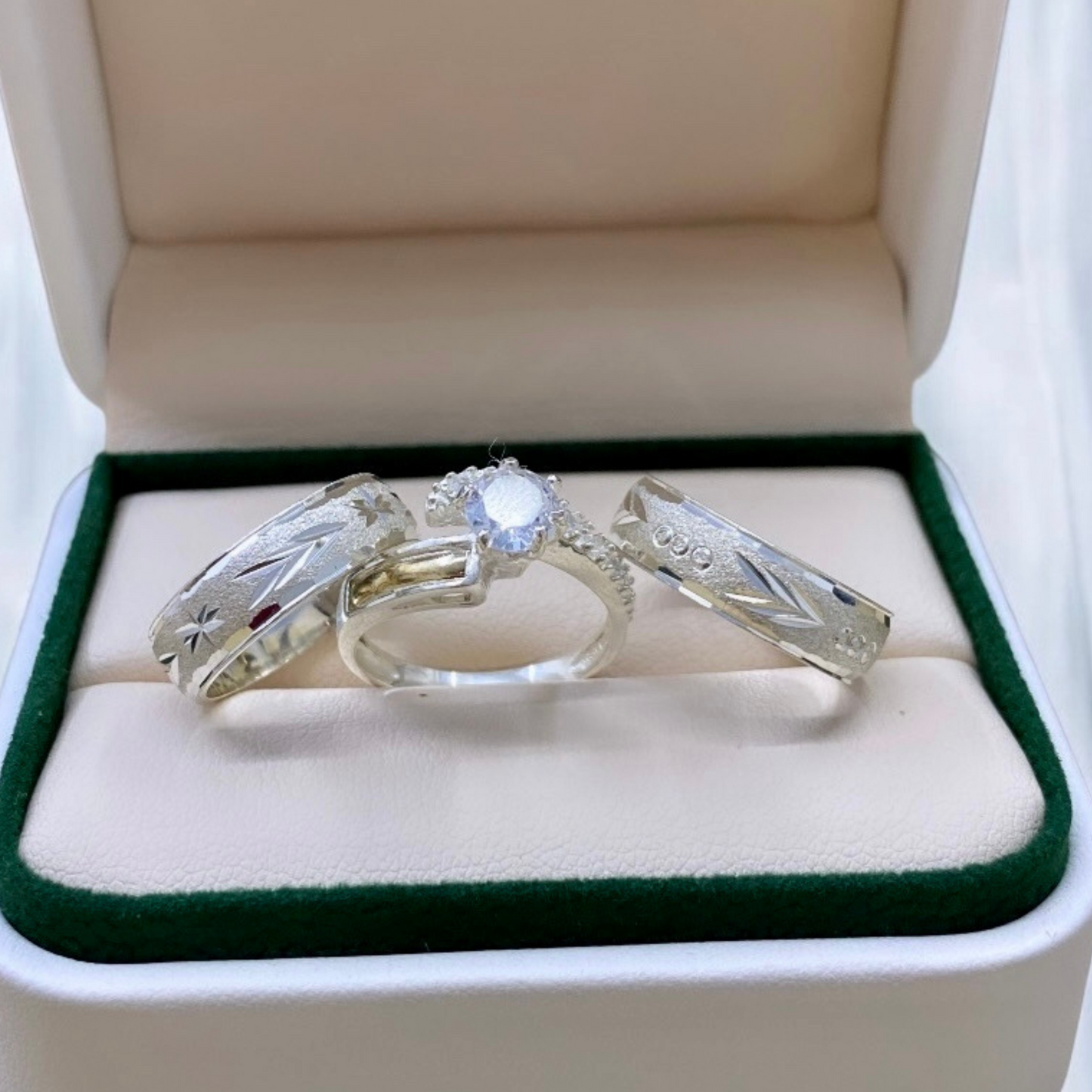 Trío de Argollas Plata Ley 925 con Grabado – Edición Especial