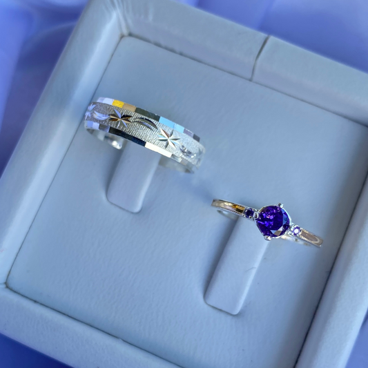 Set de Argolla y Anillo en Plata Ley 925 con Enchape en Oro – Grabado y Estuche Incluidos
