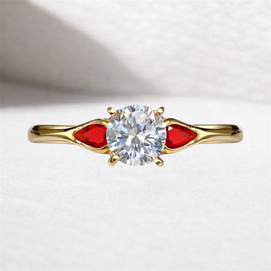 Anillo Piedra Roja Oro 18K