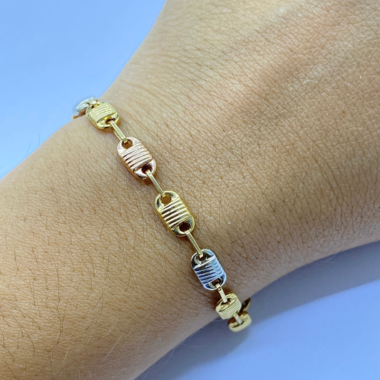 Pulsera Barriles Tres Oros - Oro 18K
