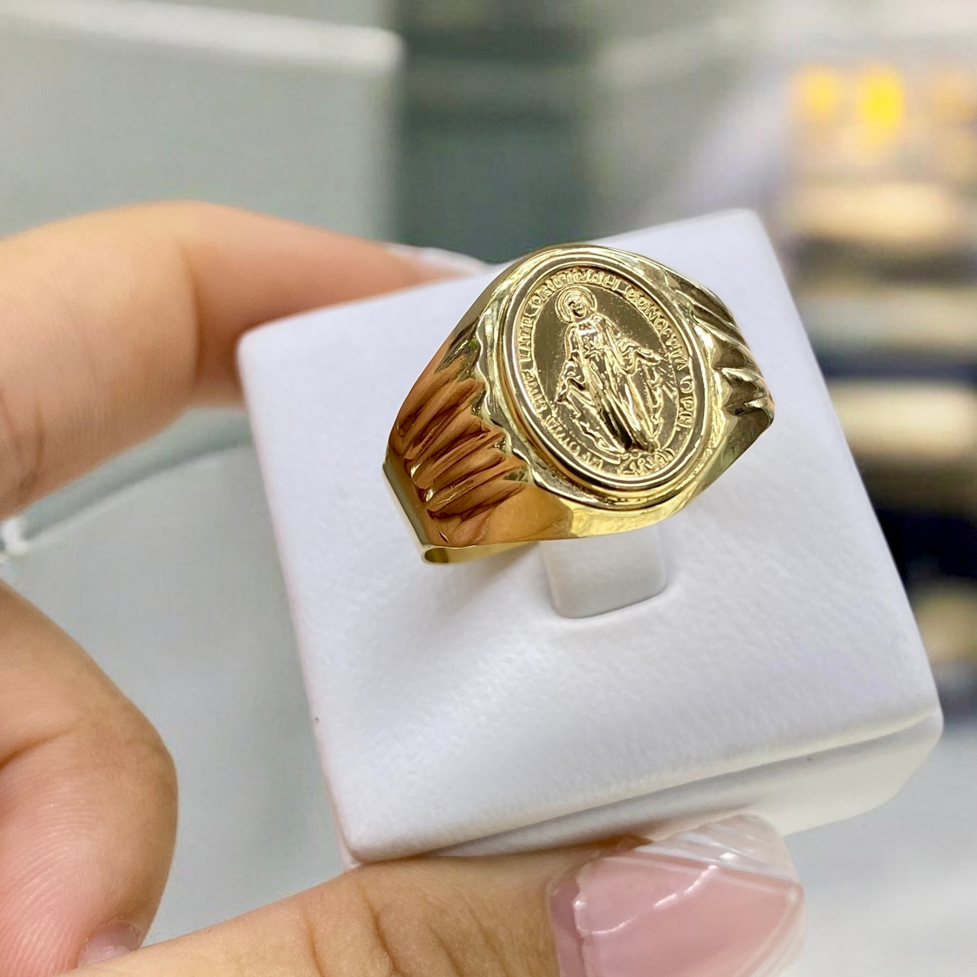 Anillo Virgen Milagrosa Oro 18k