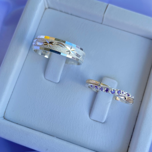 Set de Argolla y Anillo en Plata Ley 925 con Enchape en Oro – Grabado Incluido y Estuches incluidos
