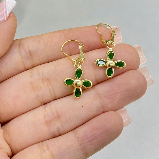 Candonga Flor Verde en Oro 18K