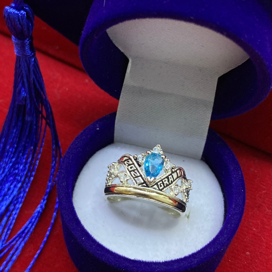 Anillo Corona Graduación - Plata Oro