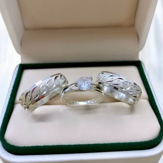 Trío de Argollas Plata Ley 925 con Grabado – Edición Especial