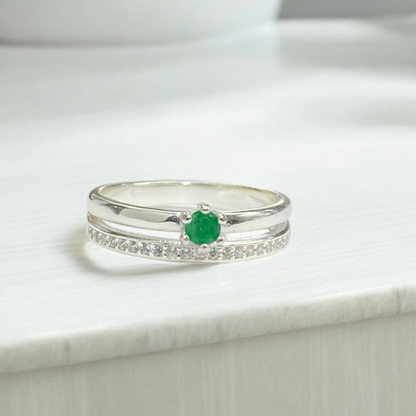 Anillo Esmeralda Plata Oro 925