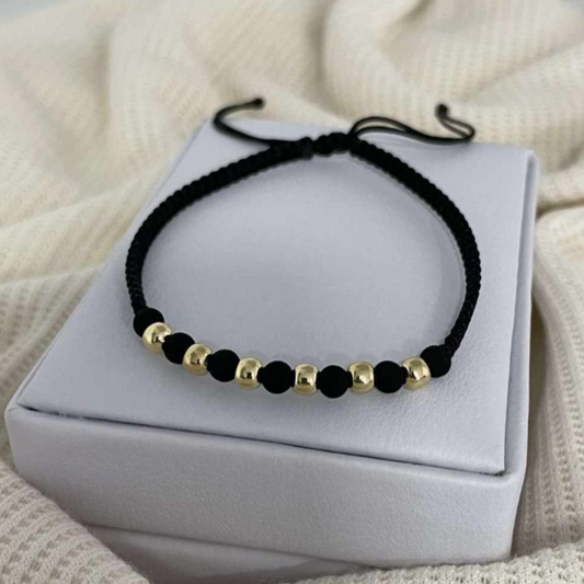 Pulsera Balines y Neopreno Oro 18k