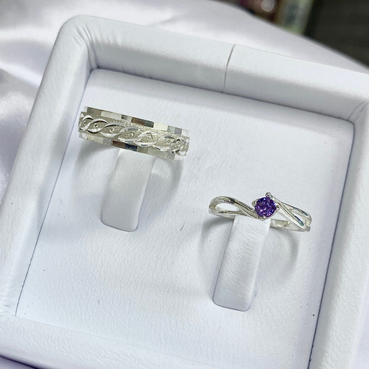 Set de Argolla y Anillo en Plata Ley 925 – Grabado y Estuche Incluidos