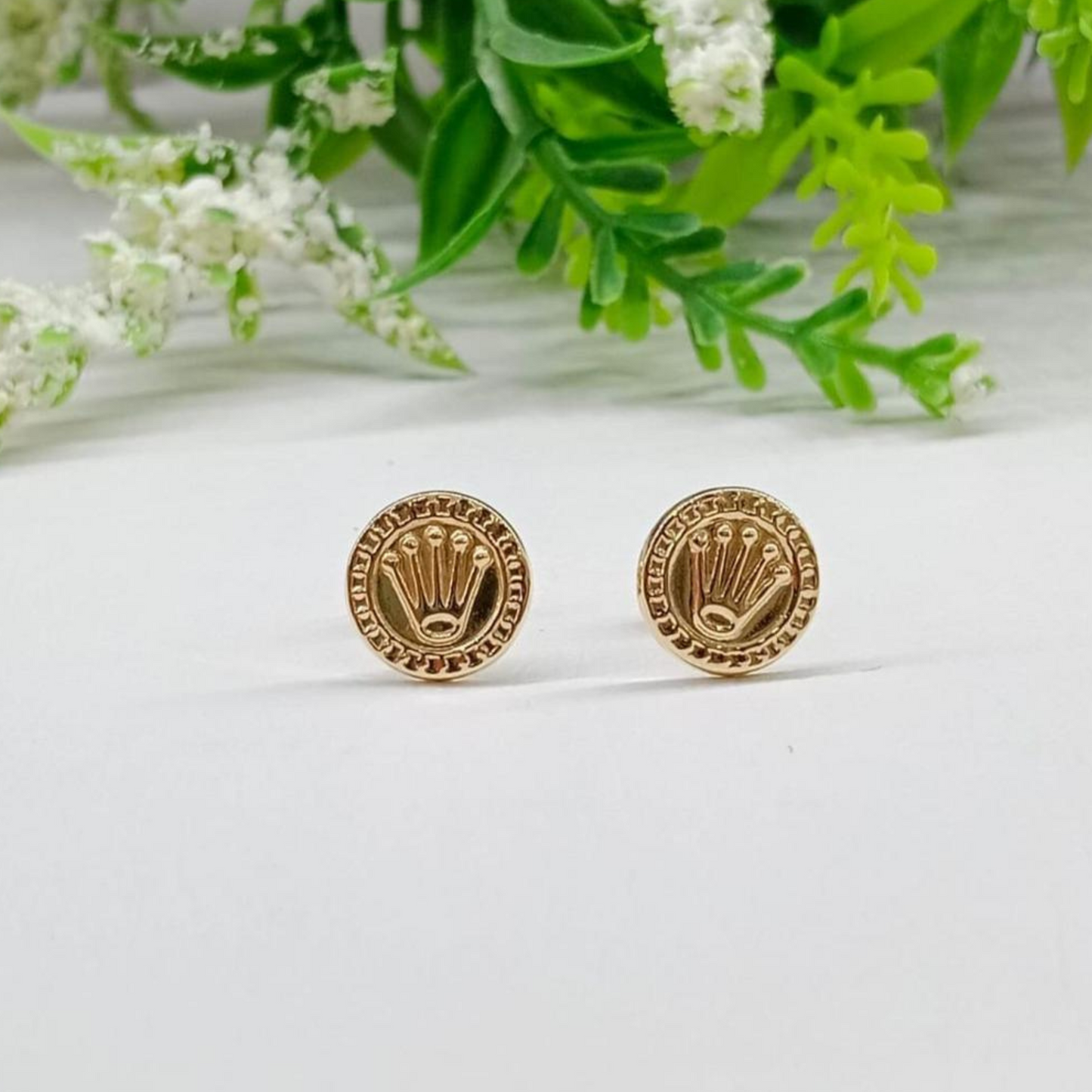 Aretes  tipo Rolex Grande en oro 18K – Brillo clásico y exclusivo