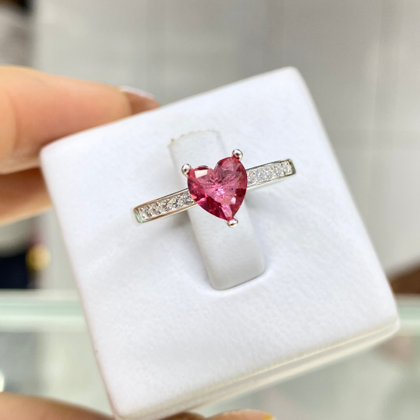 Anillo Corazón Rosa – Plata 925