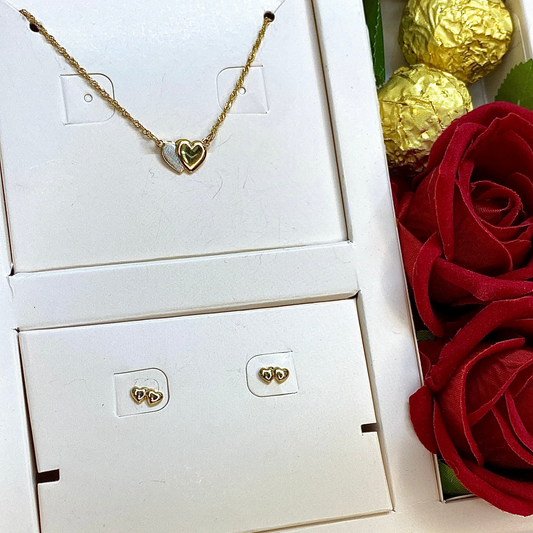 Set Cadena y Topos de Corazón en Oro Laminado – Amor puro para mamá