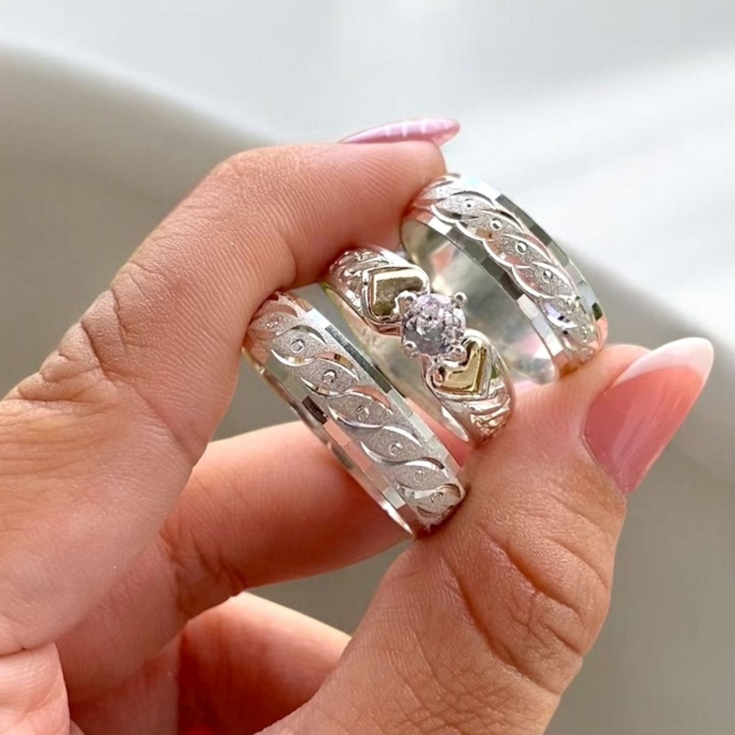 Trío de Argollas Plata Ley 925 con Grabado – Edición Especial