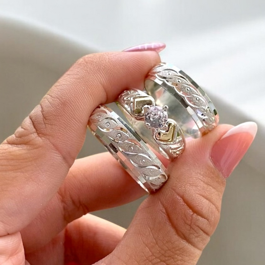 Trío de Argollas Plata Ley 925 con Grabado – Edición Especial