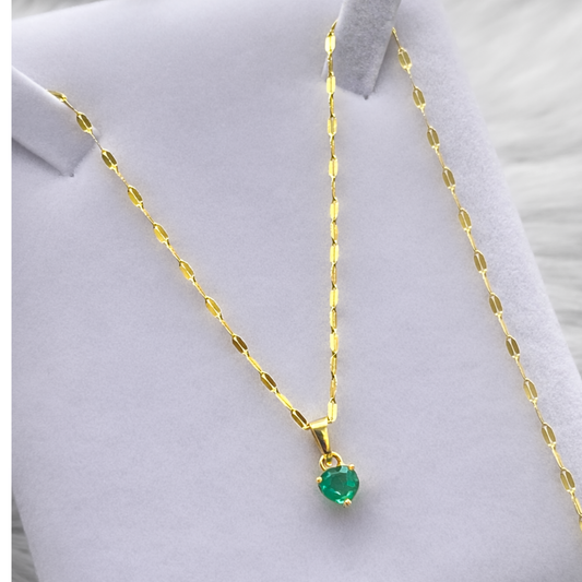 Cadena Corazón Esmeralda - Oro ITALY 750