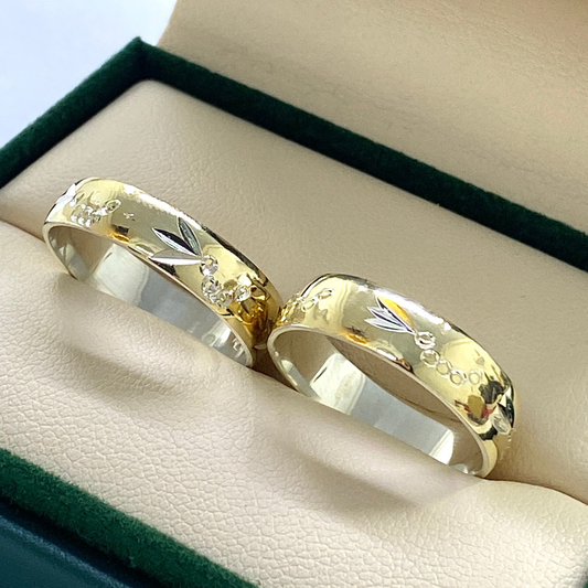 Argollas en Plata 925 con Enchape de Oro – Grabado y Estuche Incluidos