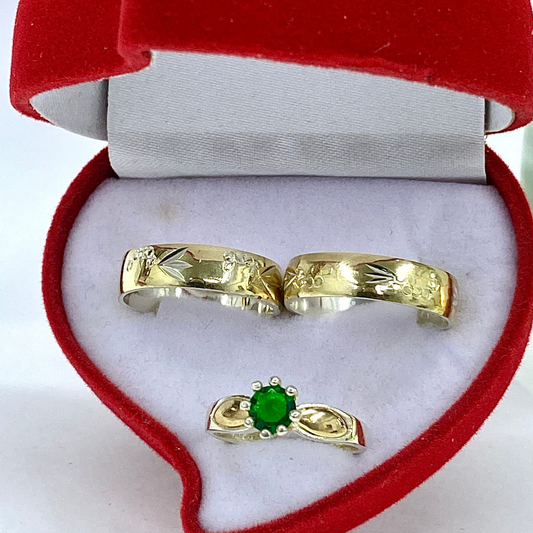 Trío de Argollas Enchapé de Oro  Grabado – Edición Especial