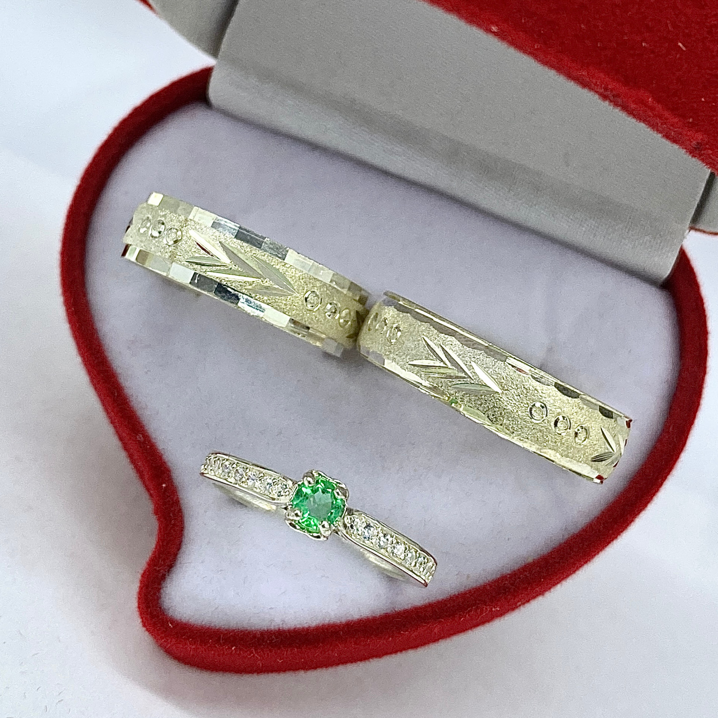 Trio de Argolla y Anillo Oro Plata 925 – Grabado y Estuche Incluidos
