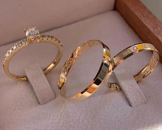 Trio matrimonial oro 18k